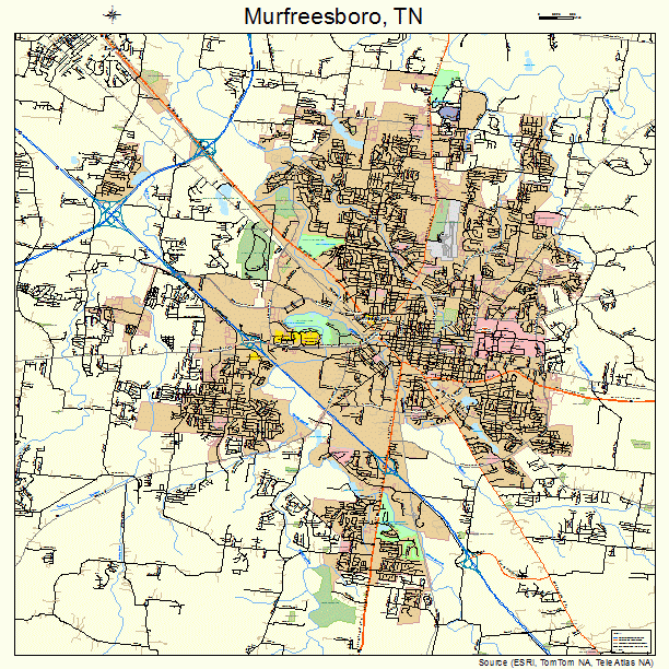 Murfreesboro Tennessee Street Map 4751560 Murfreesboro Tennessee Street Map 4751560