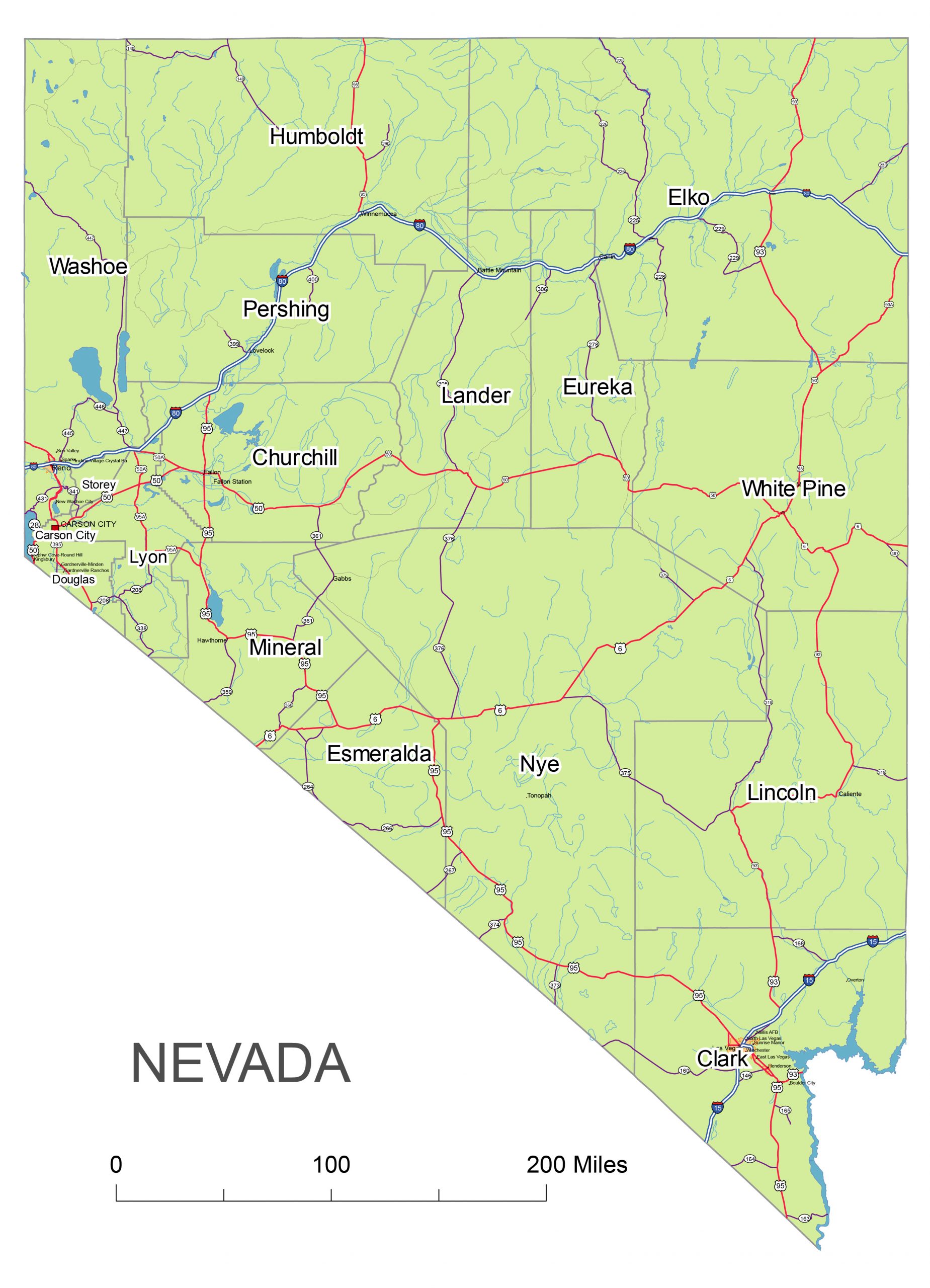 Nevada State Route Map Lossless Scalable AI PDF Map For 