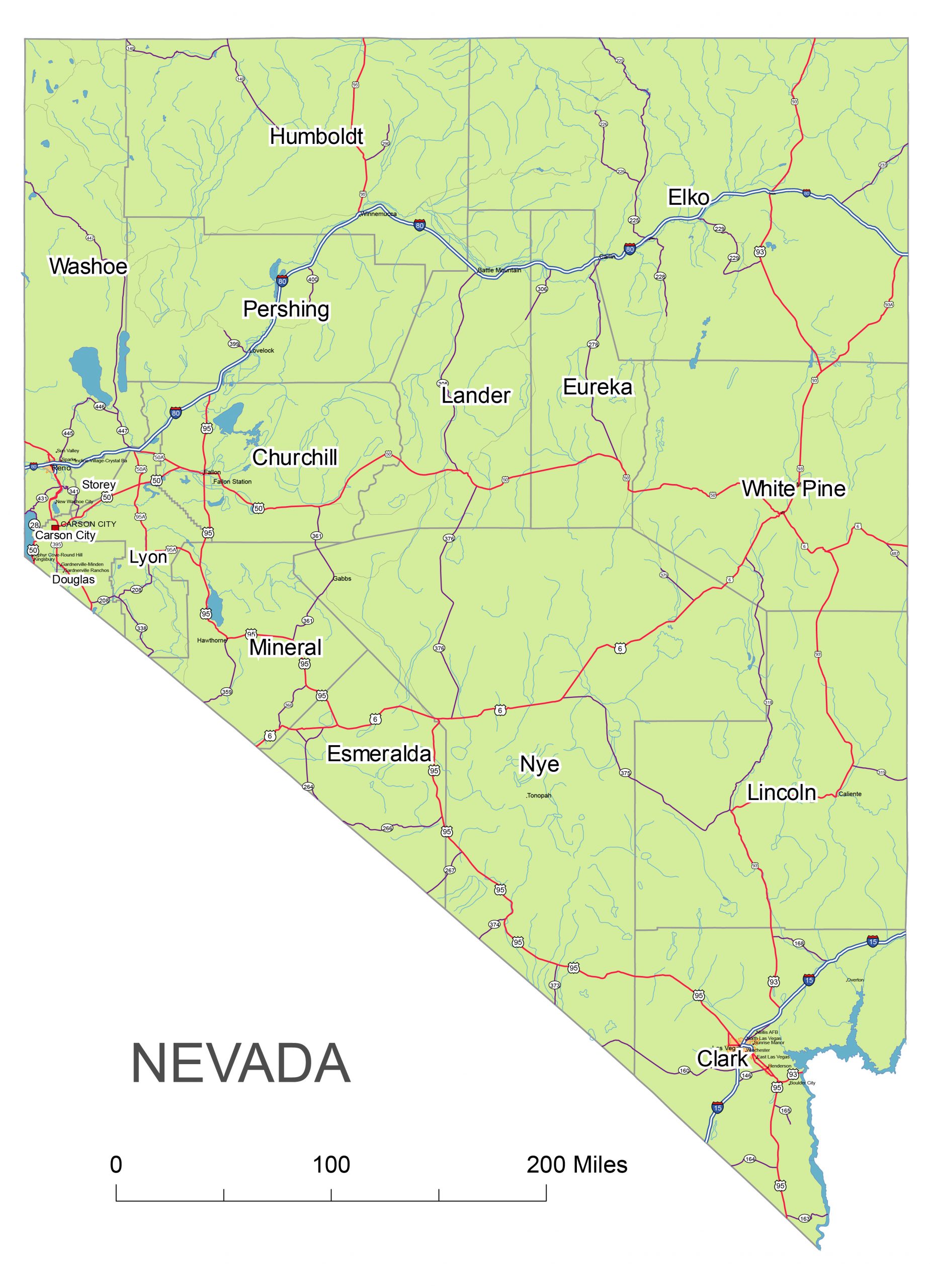 Nevada State Route Map Lossless Scalable AI PDF Map For Nevada State Route Map Lossless Scalable AI PDF Map For
