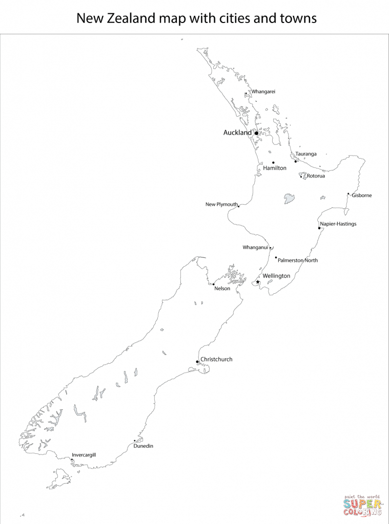 New Zealand Political Map Inside Outline Map Of New 