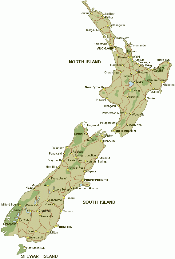 New Zealand Road Map TravelsFinders Com New Zealand Road Map TravelsFinders Com