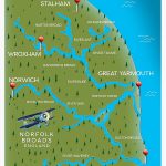 Norfolk Broads Navigation Map Framed Art Print By