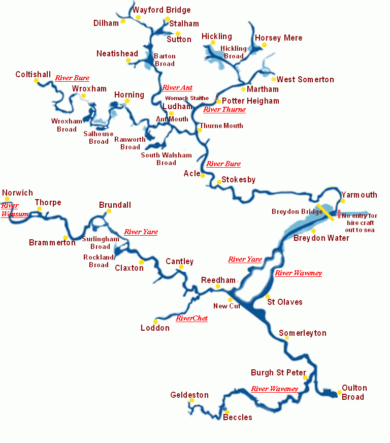 Norfolk Broads River Map Norfolk Broads River Map
