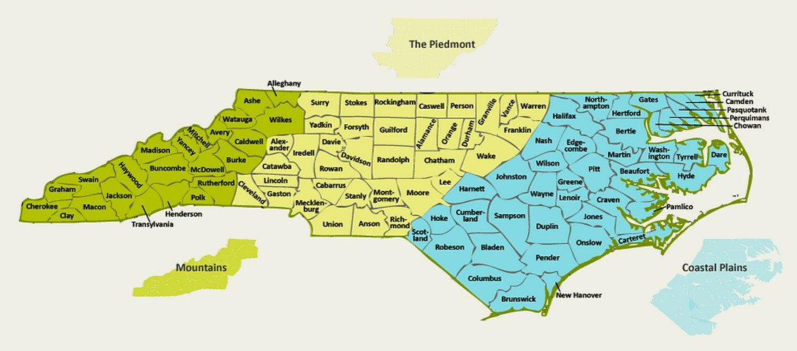 North Carolina Geographical Boundaries And Regions