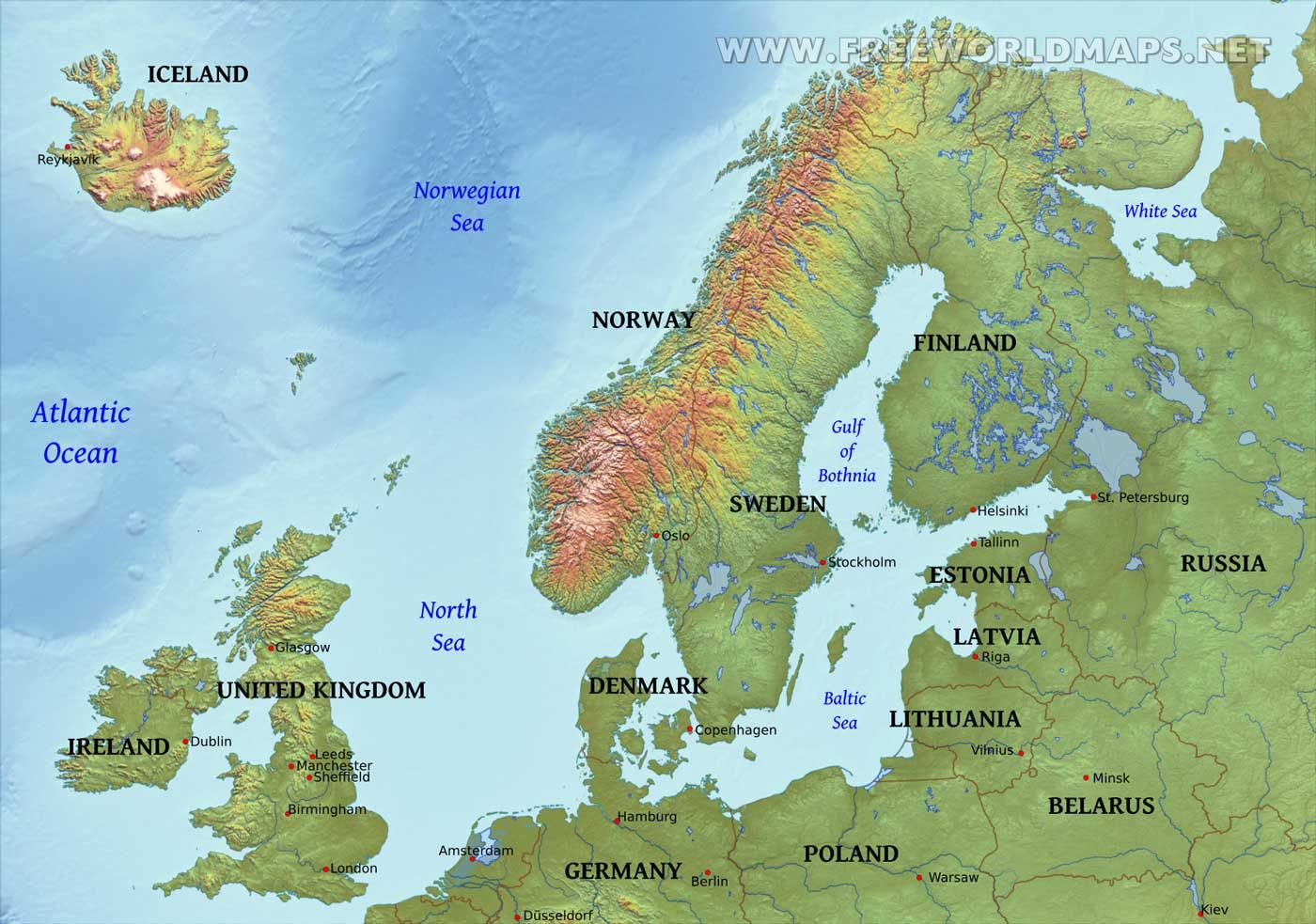 Northern Europe Physical Map World Map Europe Europe 