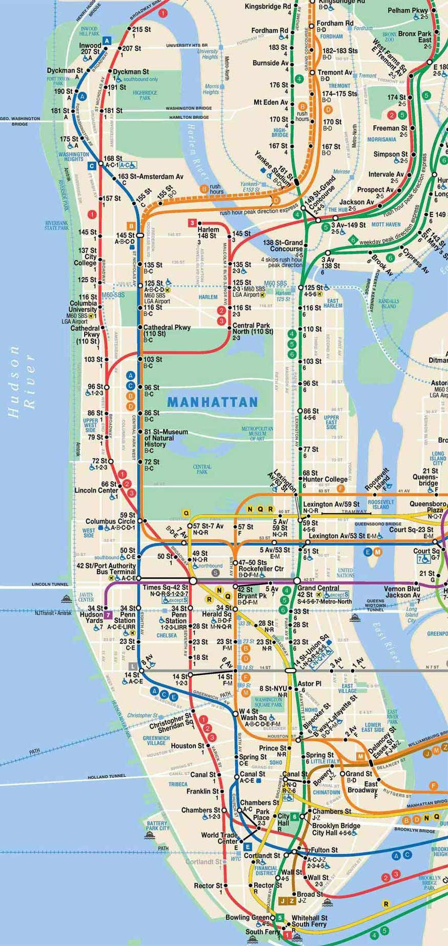 NYC Subway Map In Manhattan Nyc Subway Map Map Of New 