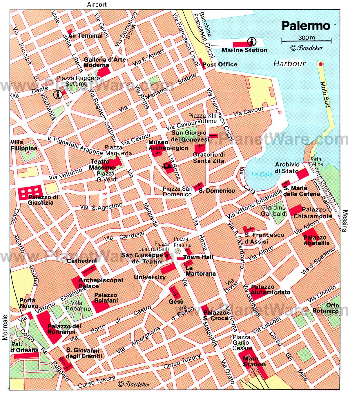 Palermo City Center Map Tourist Attractions Palermo 