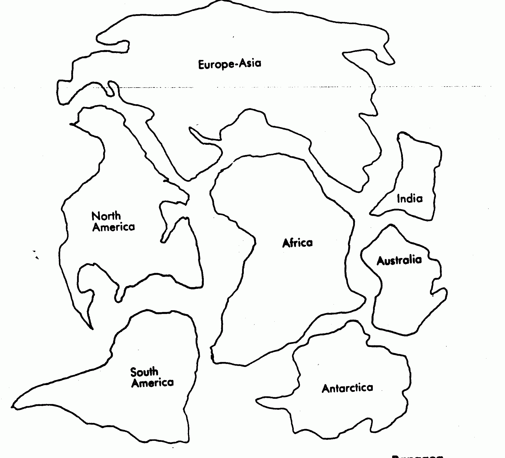 Pangaea Puzzle Pieces World Map Coloring Page 