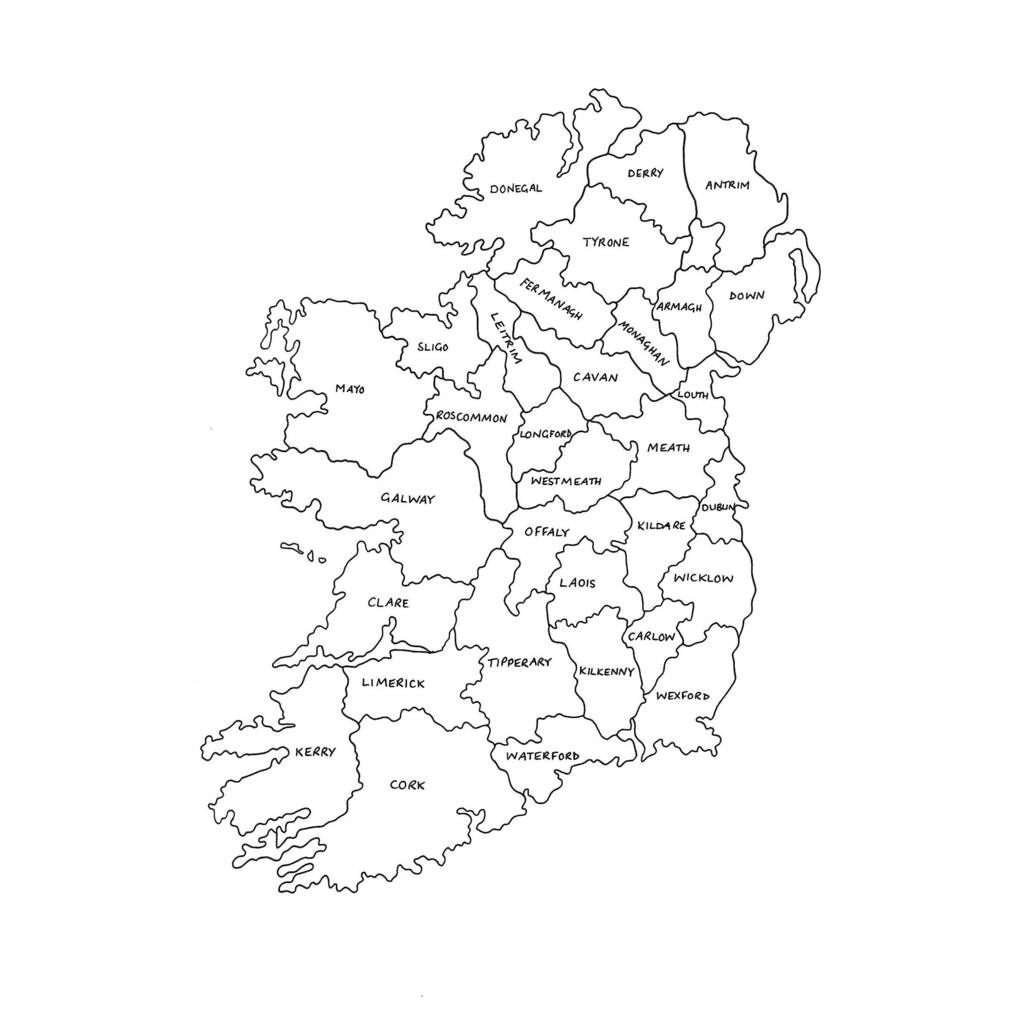 Personalised Map Of Ireland Print By Draw Ink Designs 