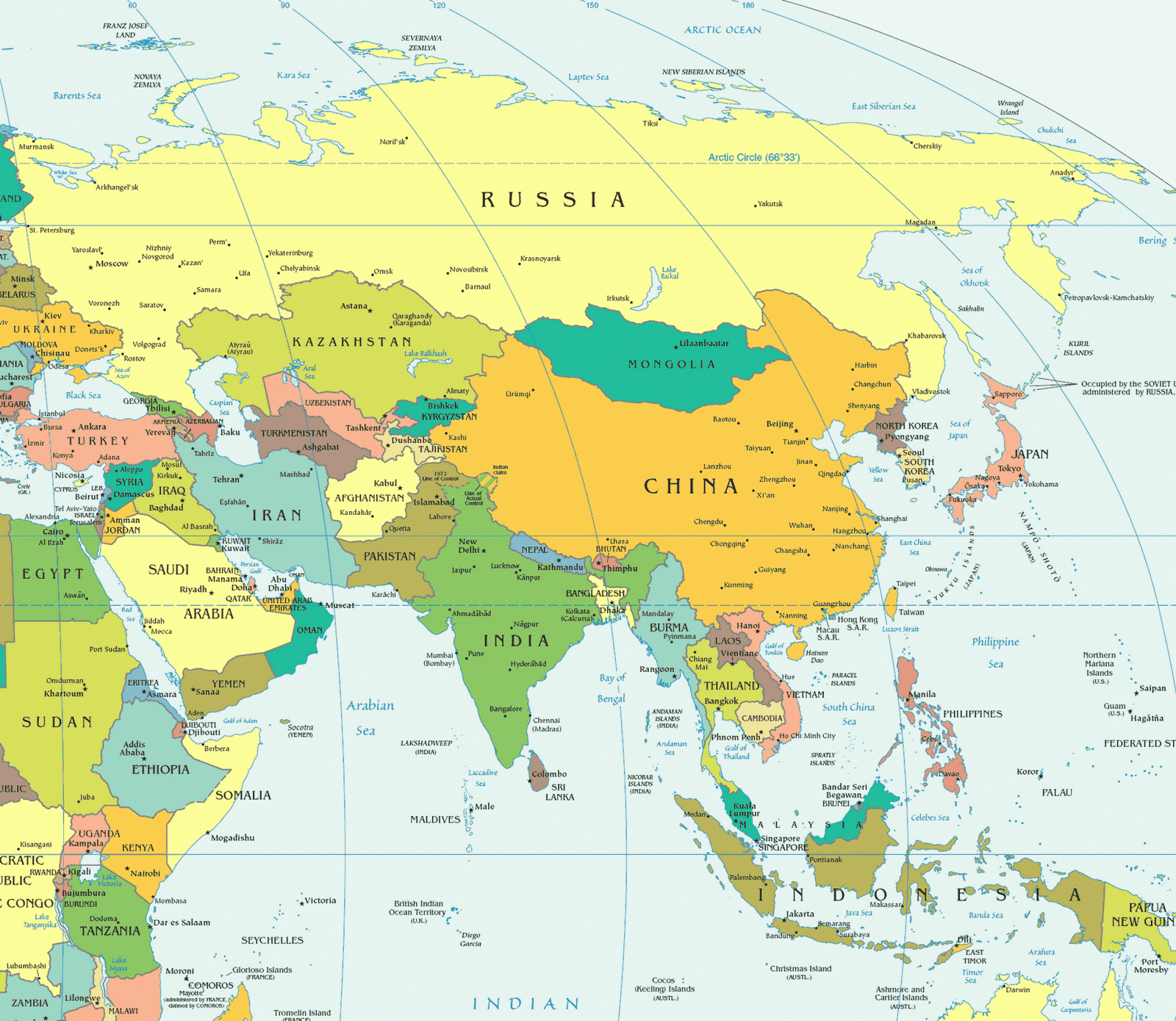 Political Map Of Asia Free Printable Maps