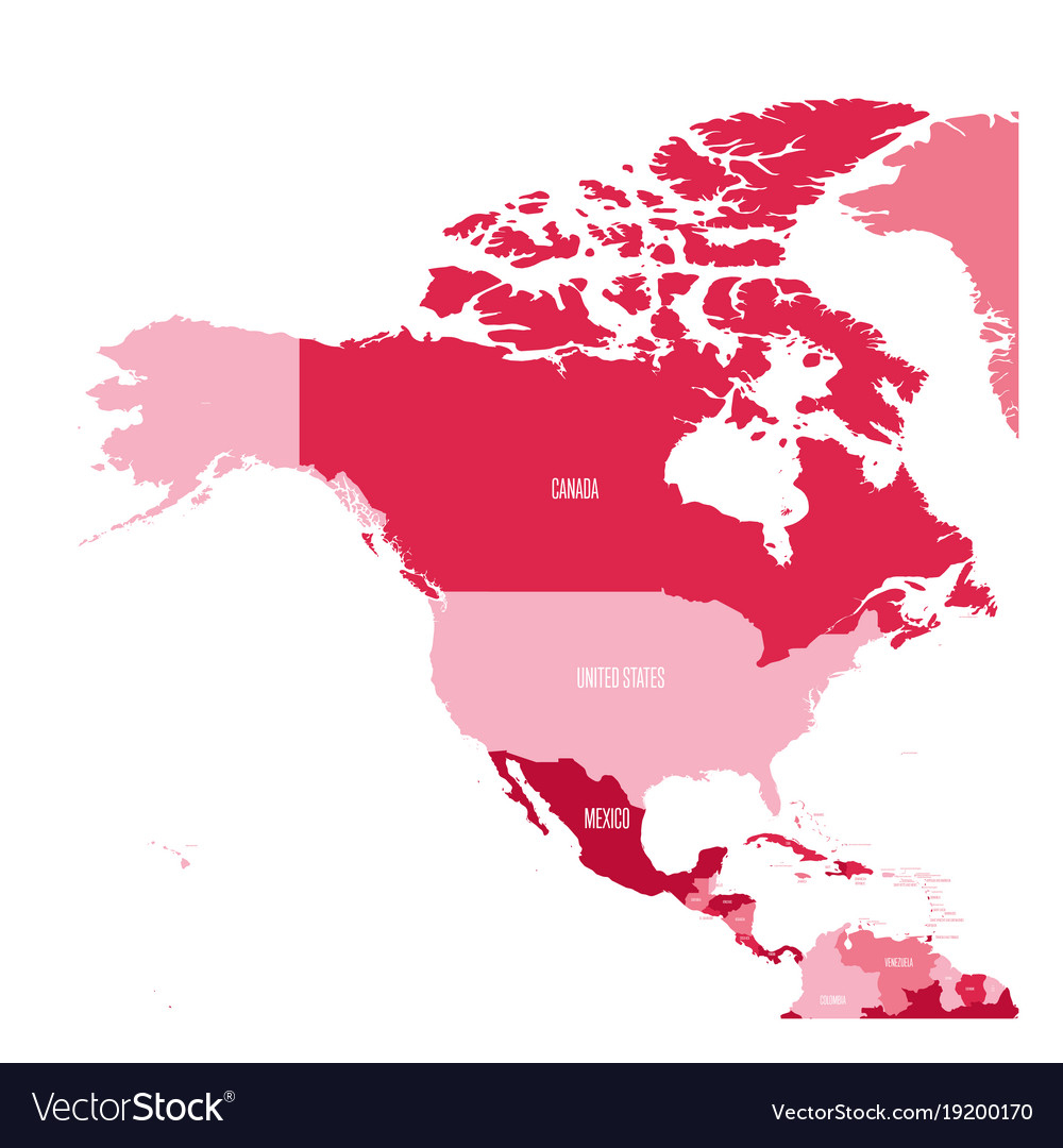 Political Map Of North And Central America Simple Vector Image