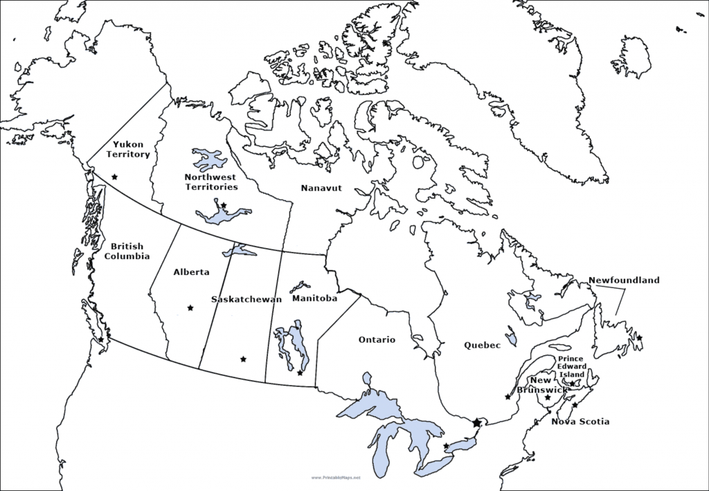 Printable Blank Map Of Canada With Provinces And Capitals 