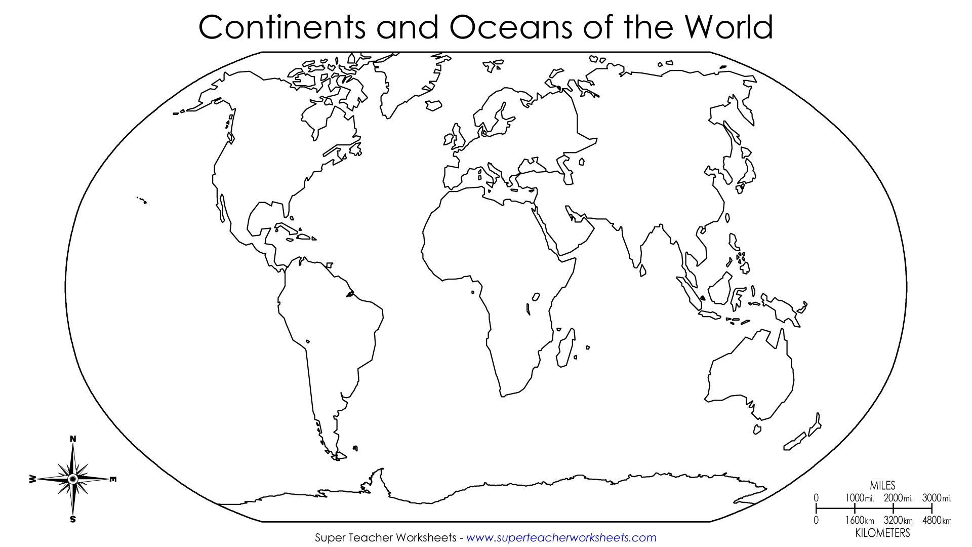 Printable Blank Map Of Continents And Oceans To Label Pdf