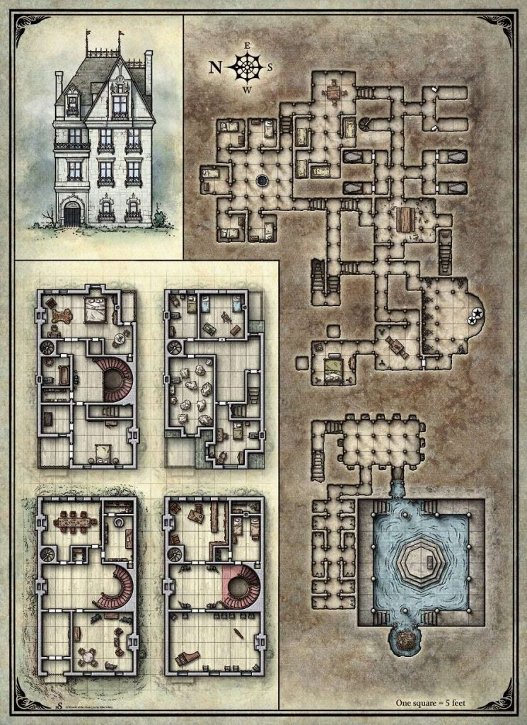 Printable Death House Maps Dungeon Masters Guild