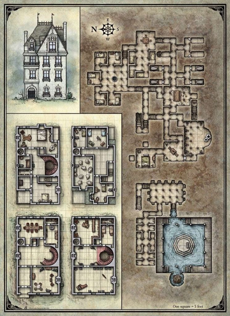 Printable Death House Maps Dungeon Masters Guild 