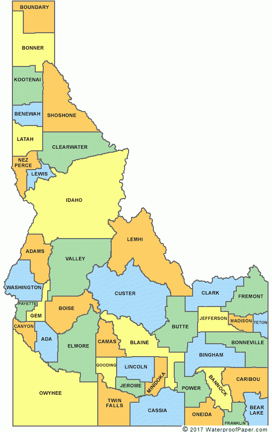 Printable Idaho Maps State Outline County Cities