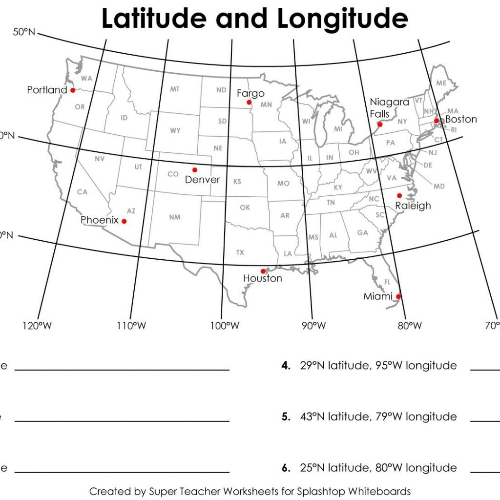 Printable Map Of United States With Latitude And Longitude Printable Map Of United States With Latitude And Longitude