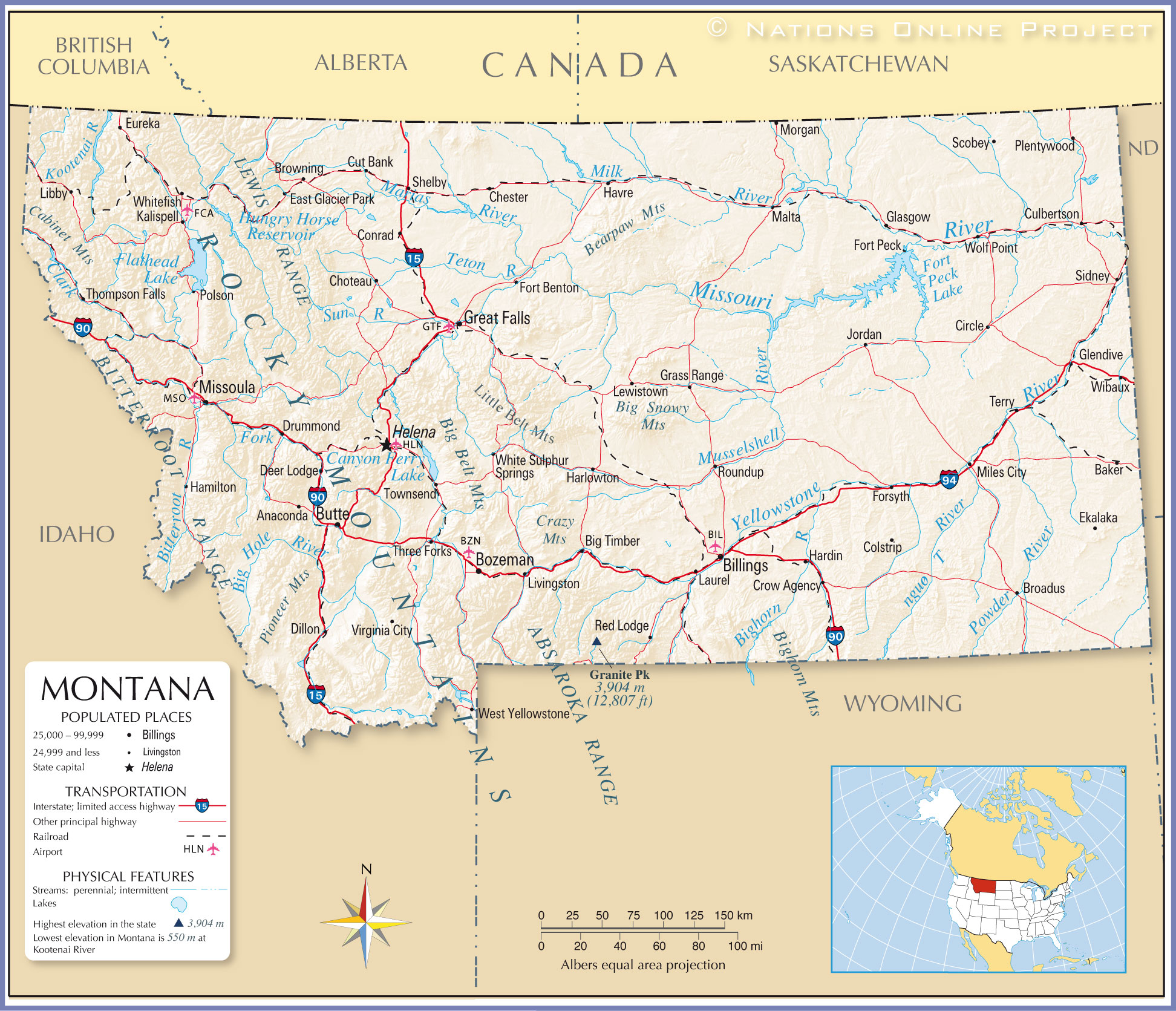 Reference Maps Of Montana USA Nations Online Project Reference Maps Of Montana USA Nations Online Project