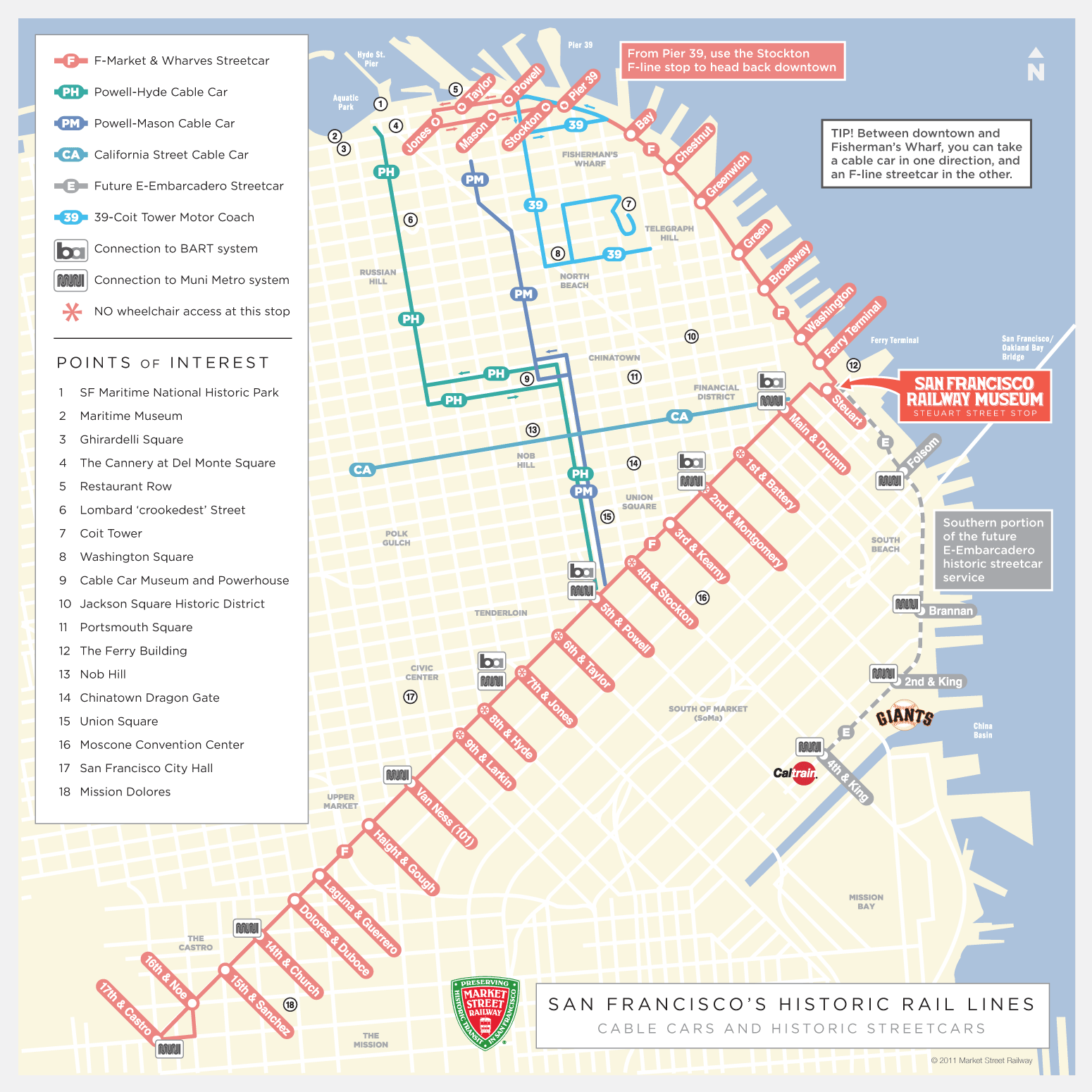 Rider Information Map San Francisco Cable Car San 