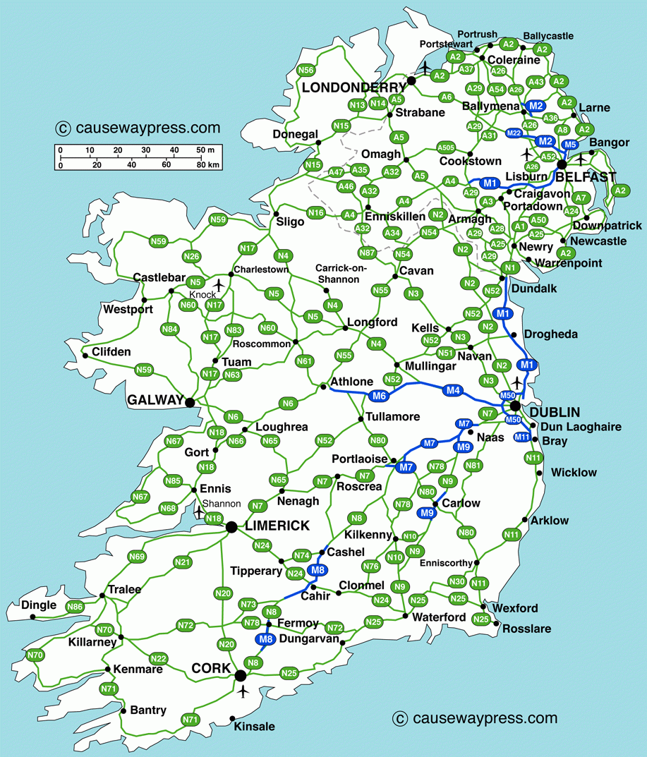 Road Map Of Ireland Ireland Ireland Map Ireland Road 