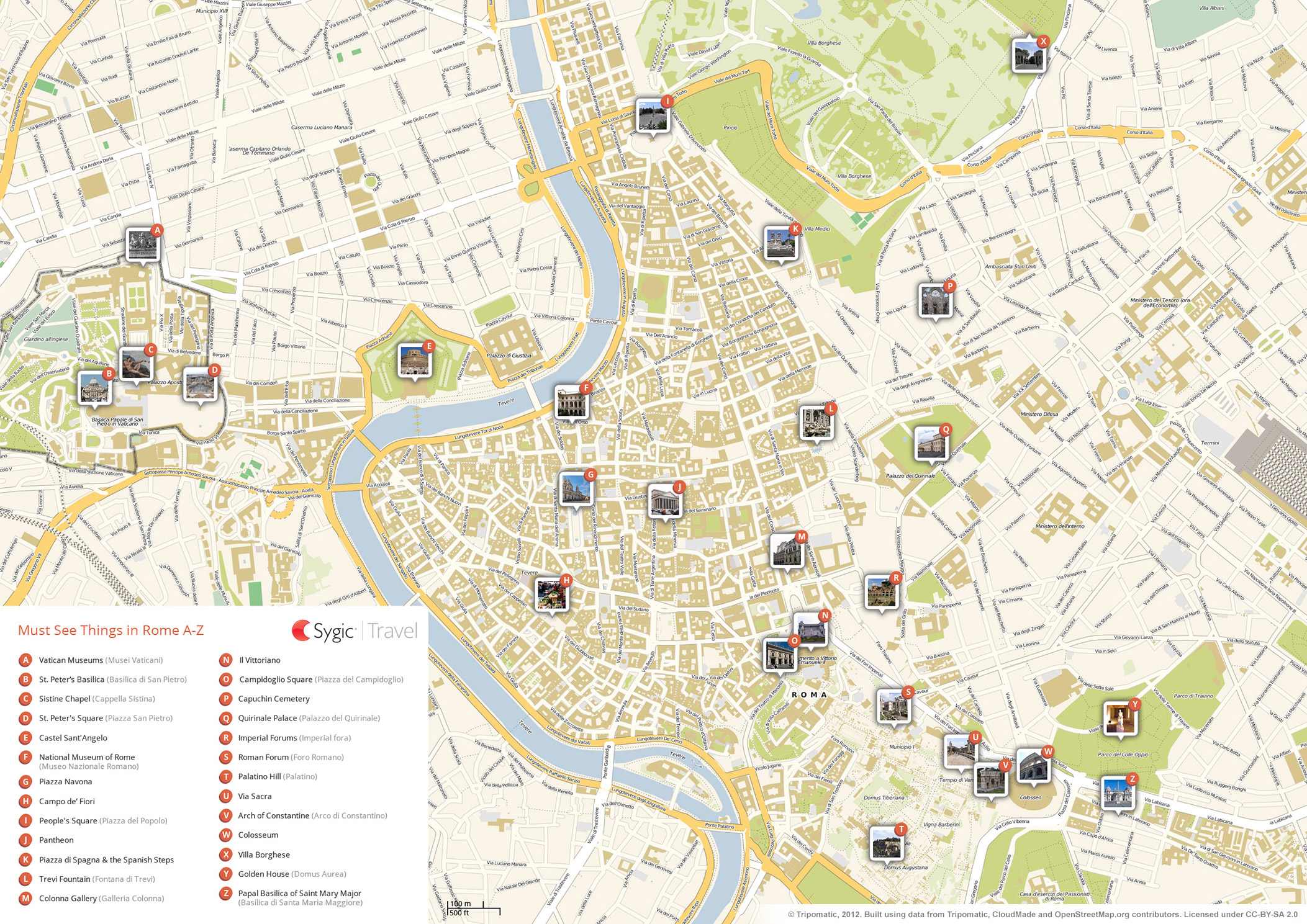 Rome Printable Tourist Map Sygic Travel