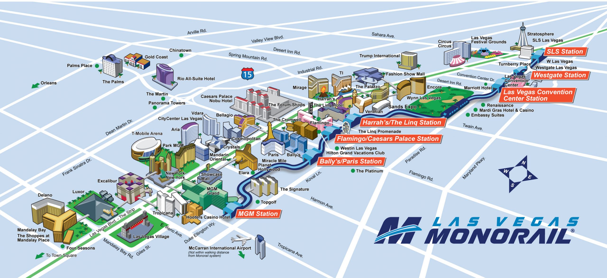 Route Map Las Vegas Monorail Route Map Las Vegas Monorail