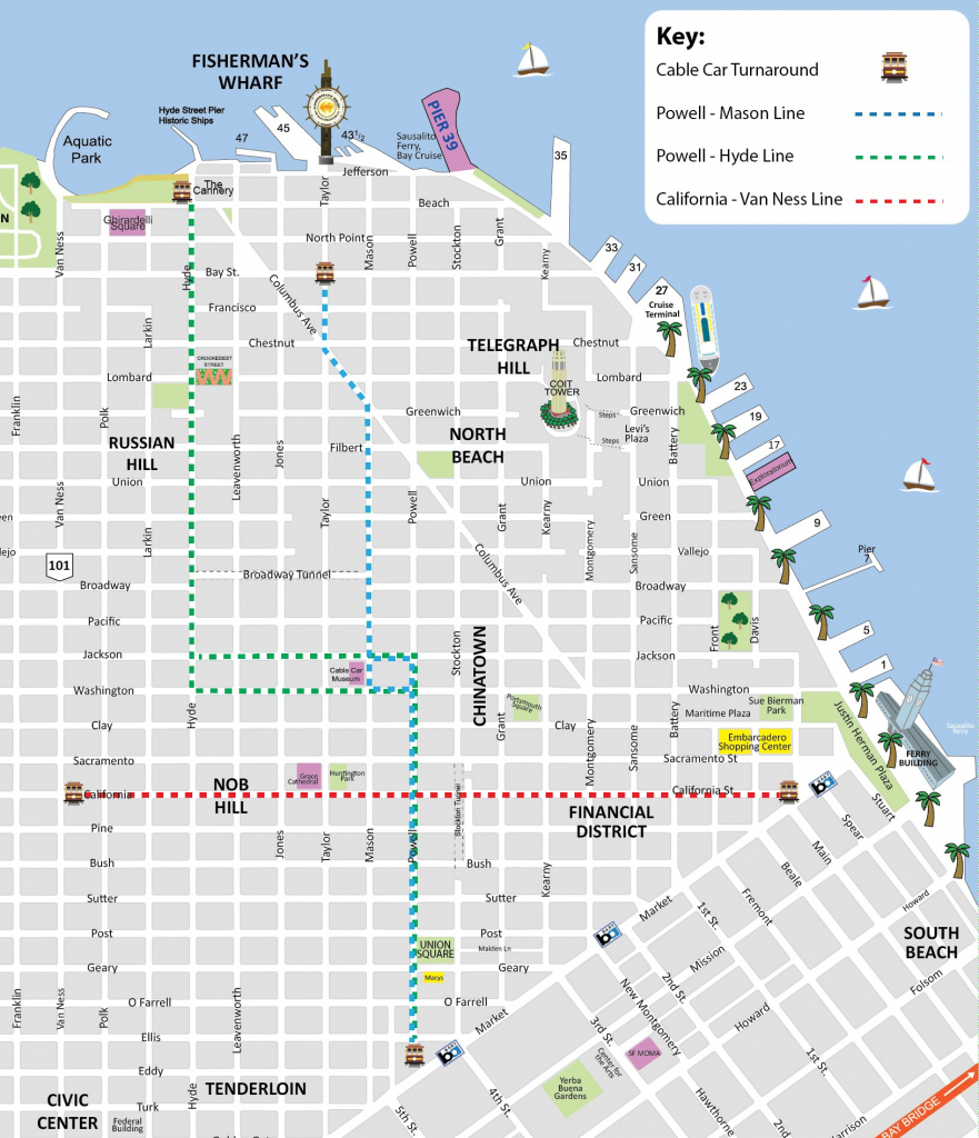 San Francisco Cable Car Map Topdjs In Printable Map San 
