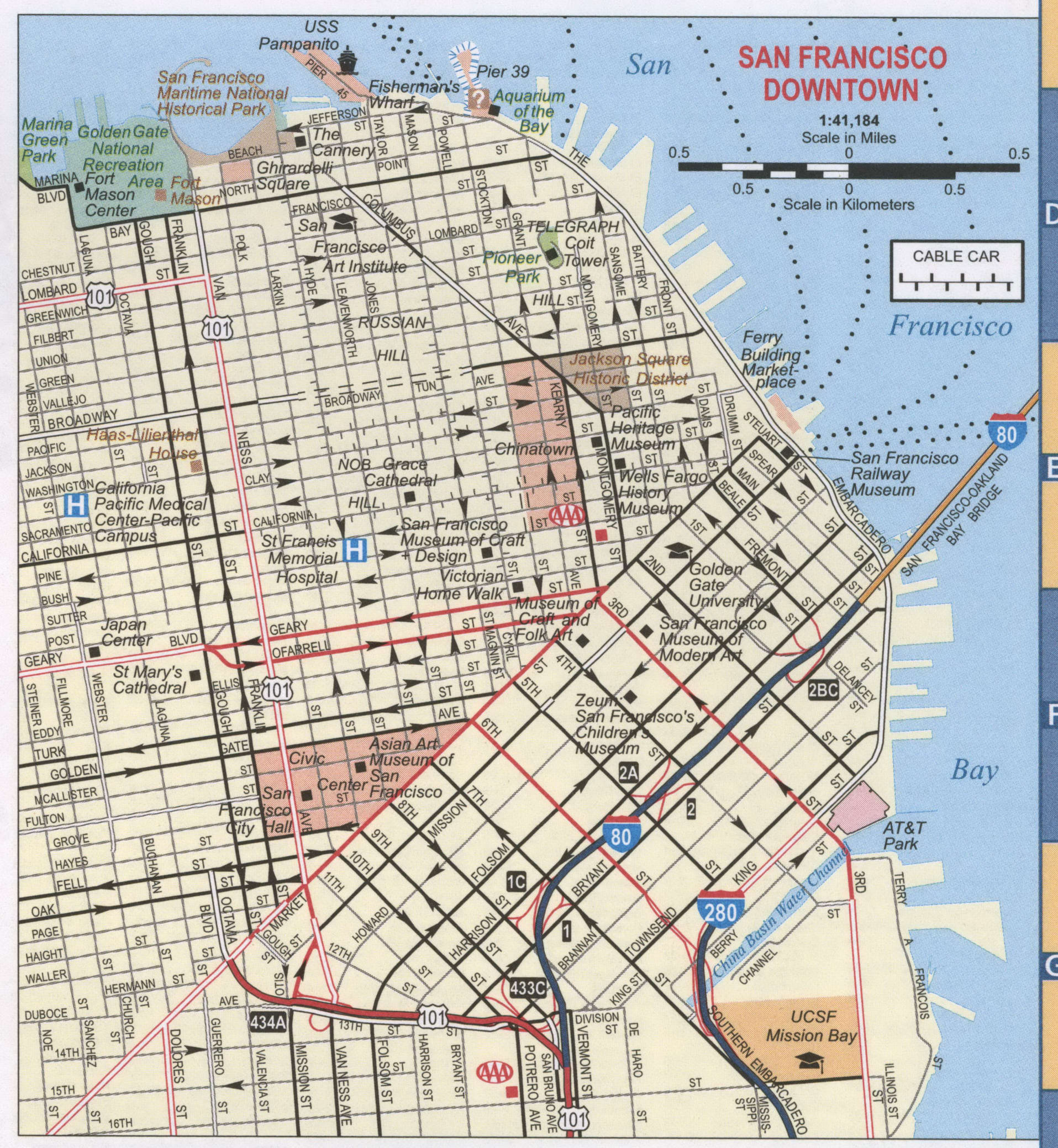 San Francisco Downtown Map Free Printable Map Highway San 