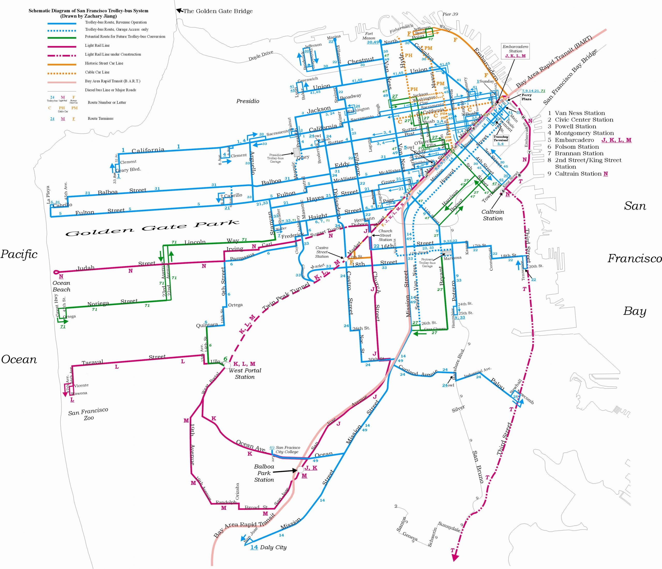 San Francisco Trolley System Map San Francisco Travel 