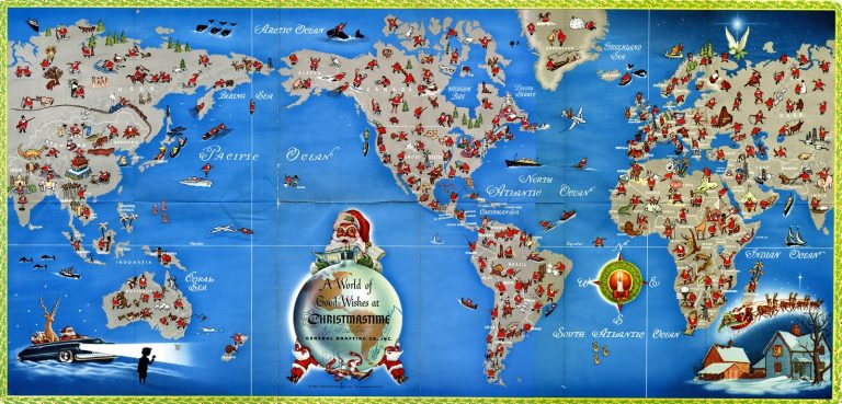 Santa Map 1955 Map Christmas World World Map Printable