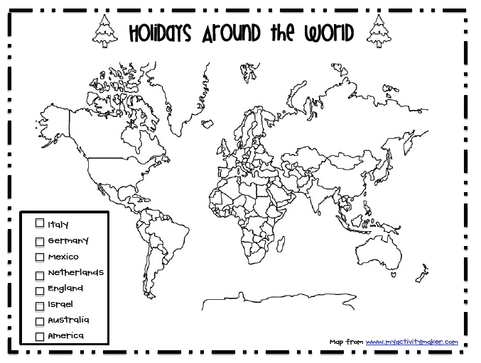 Sarah s First Grade Snippets Holiday Around The World Map 