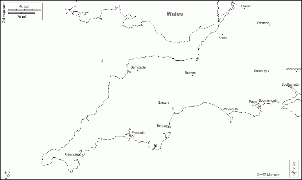 South West England Free Map Free Blank Map Free Outline 