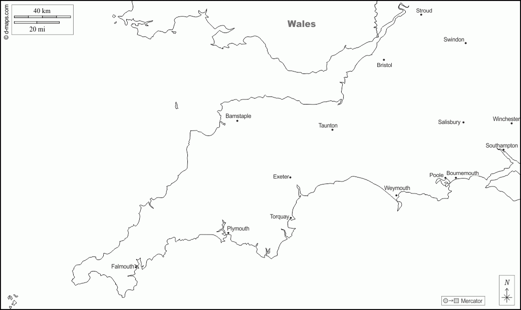 South West England Free Map Free Blank Map Free Outline South West England Free Map Free Blank Map Free Outline