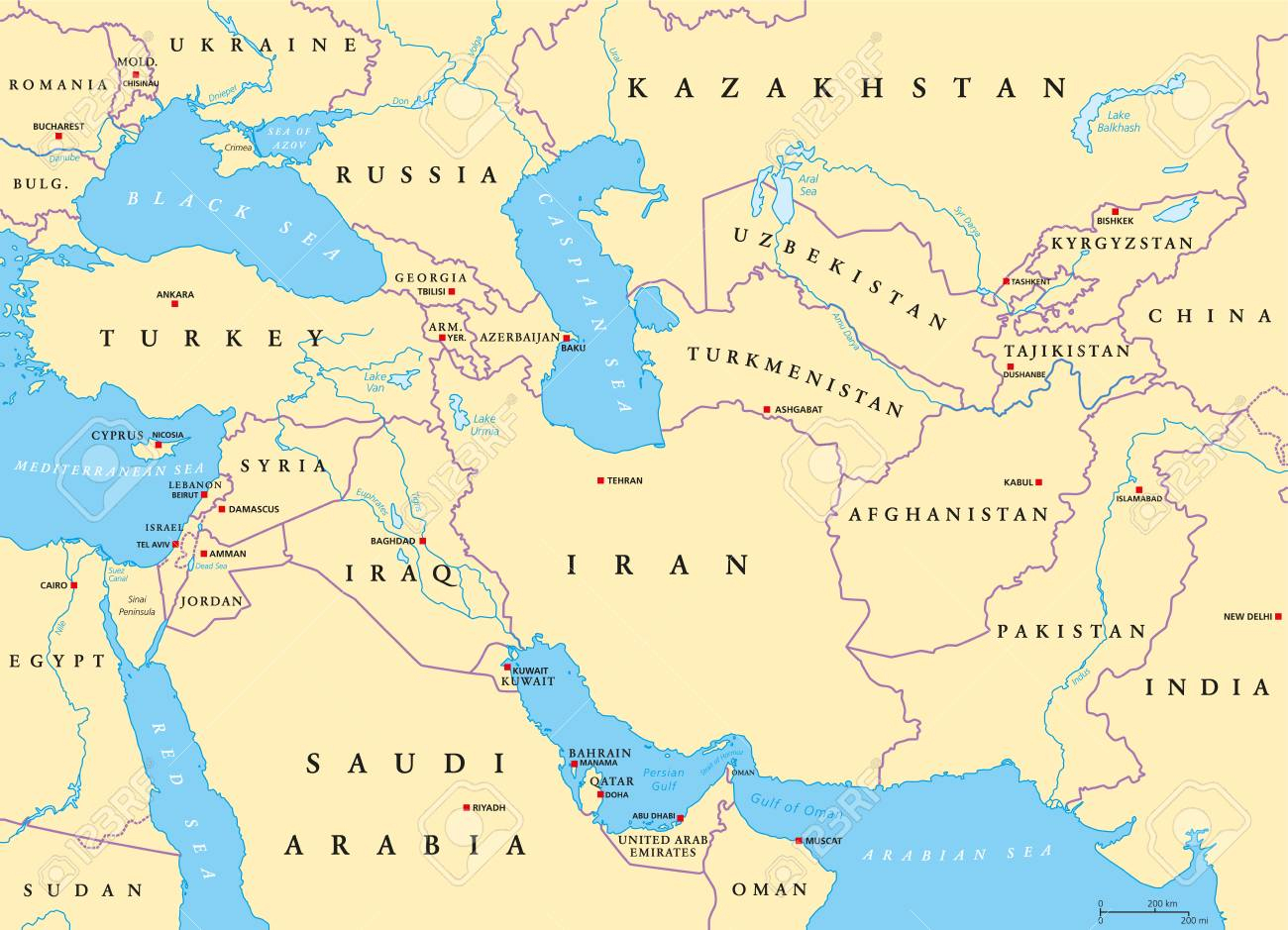 Southwest Asia Political Map World Map With Countries