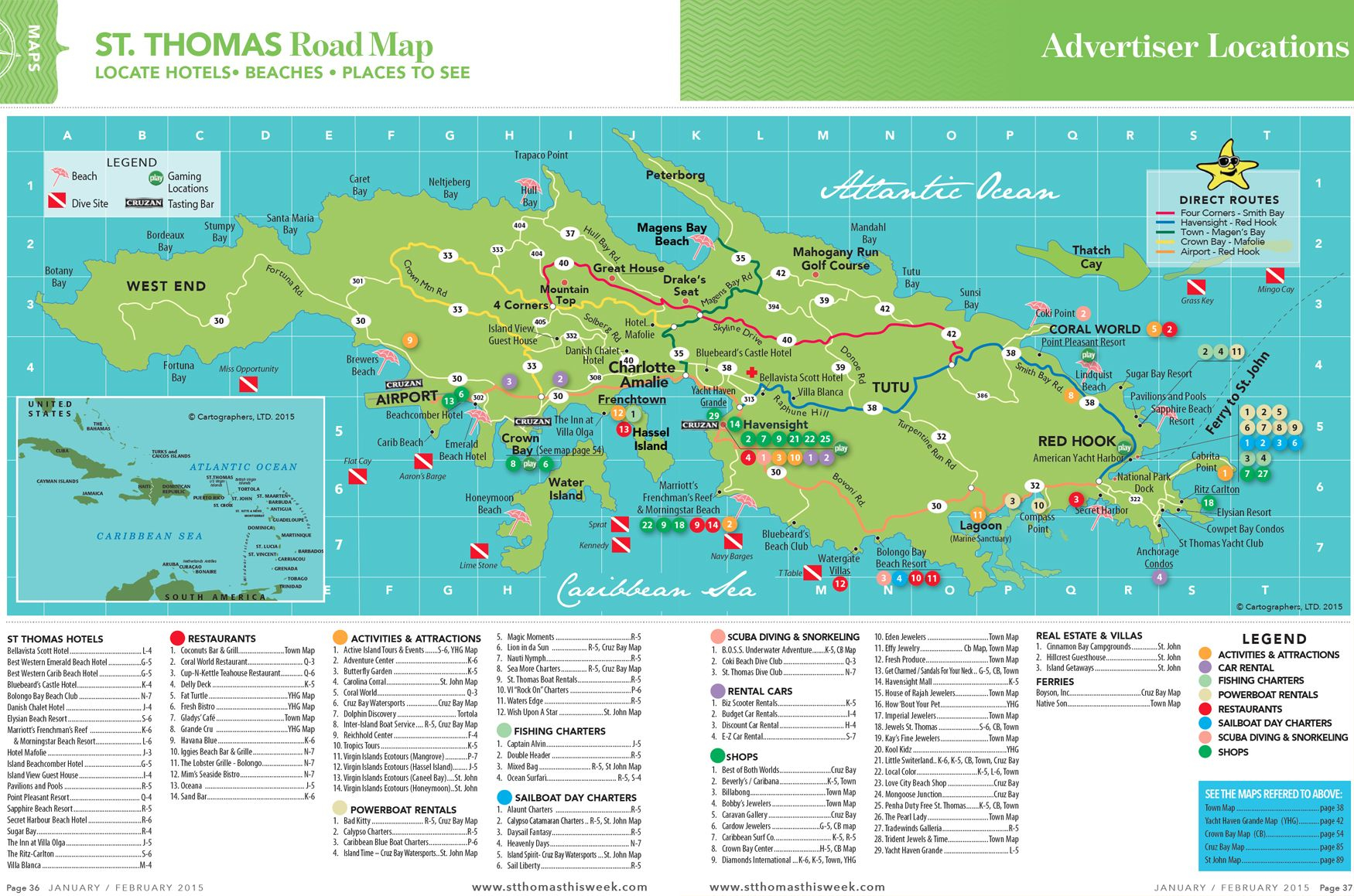 St Thomas Island Road Map St Thomas Virgin Islands St 