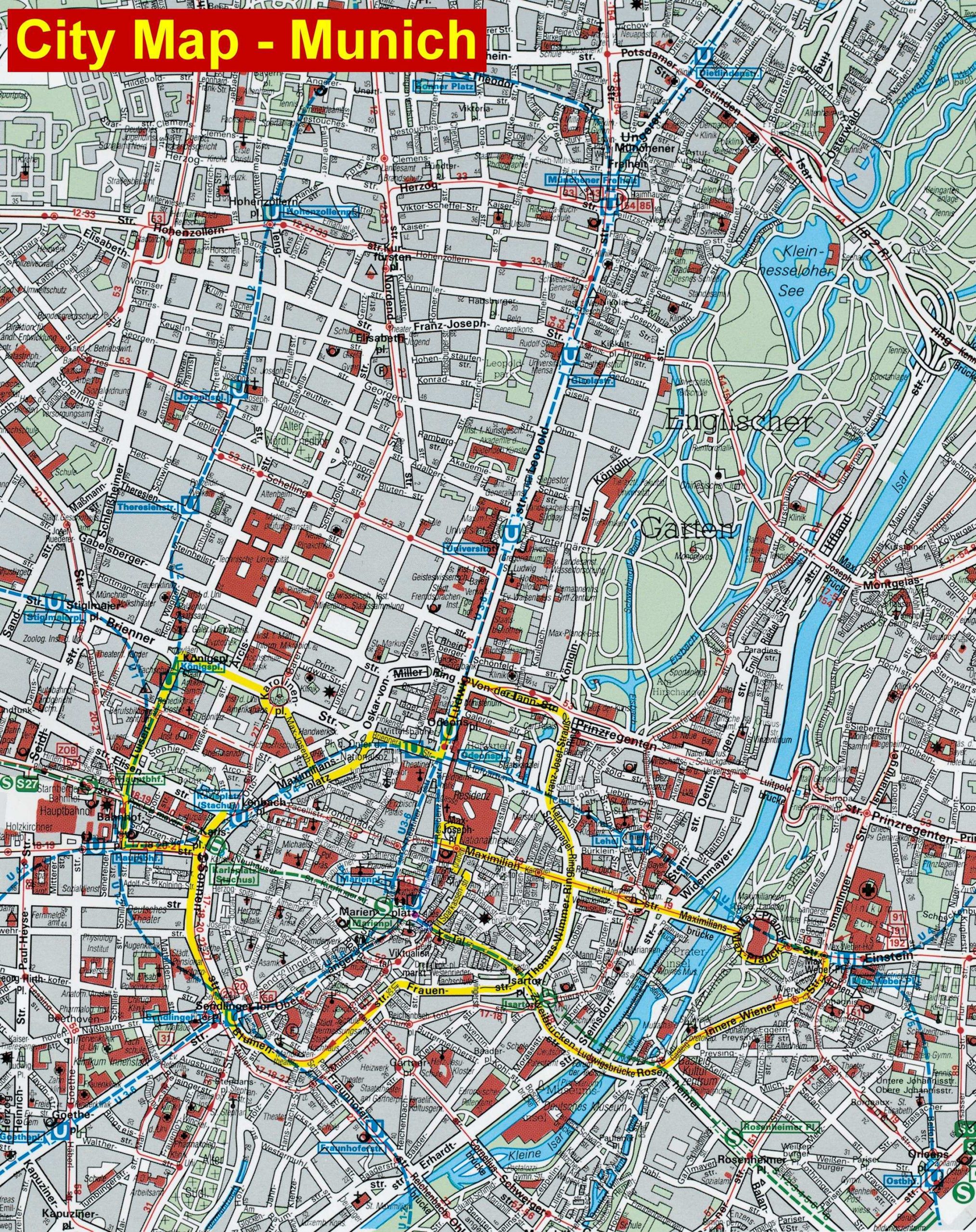 Stadtplan Von M nchen Detaillierte Gedruckte Karten Von 