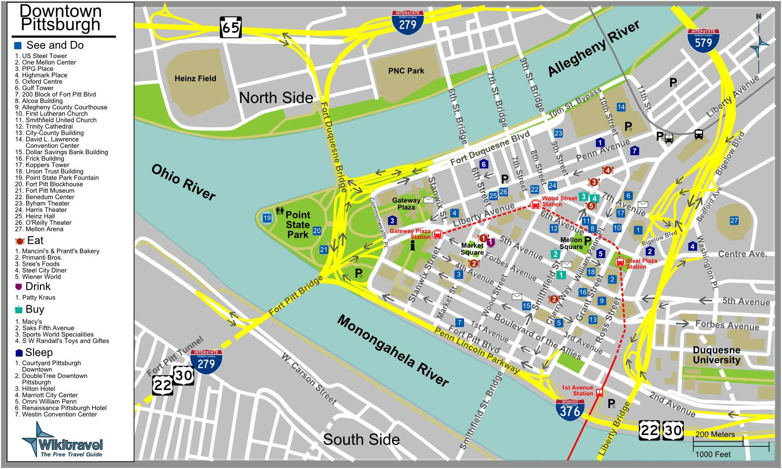 Stadtplan Von Pittsburgh Detaillierte Gedruckte Karten 