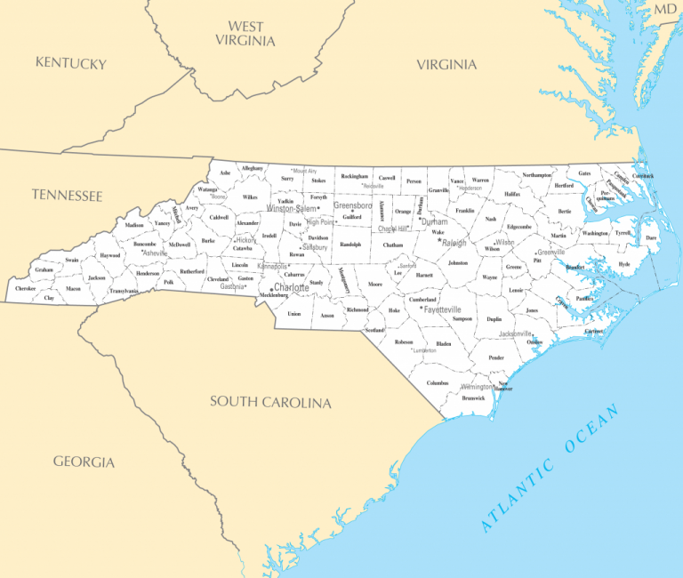 State And County Maps Of North Carolina With Printable Map