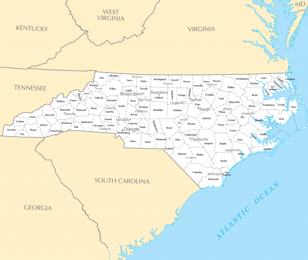State And County Maps Of North Carolina With Printable Map 