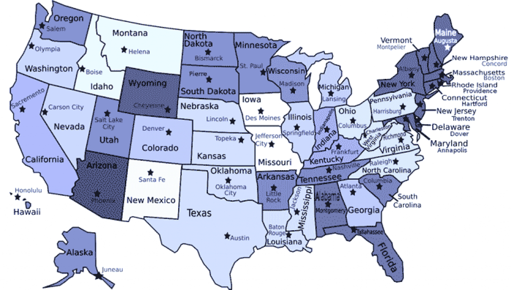 The 50 State Capitals Map Printable Map The 50 State Capitals Map Printable Map