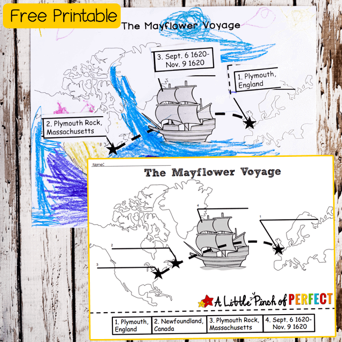 The Mayflower Voyage FREE Printable Map Activity 