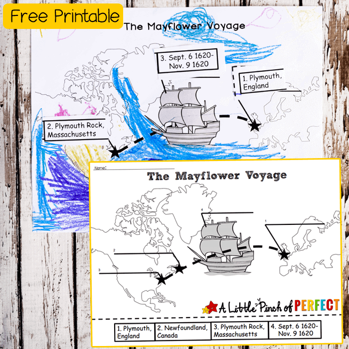 The Mayflower Voyage FREE Printable Map Activity