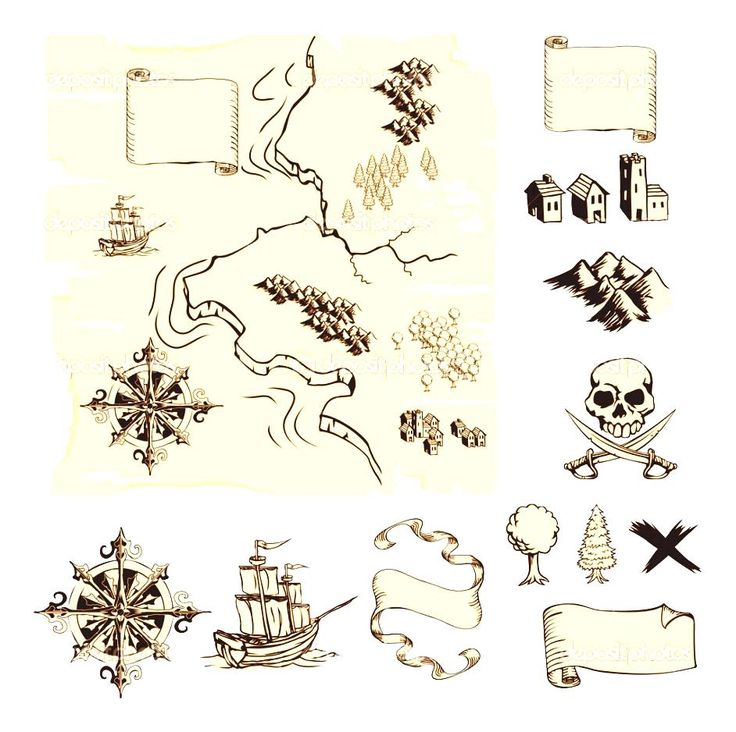 Treasure Map Symbols Clipart Cruise Decorations On