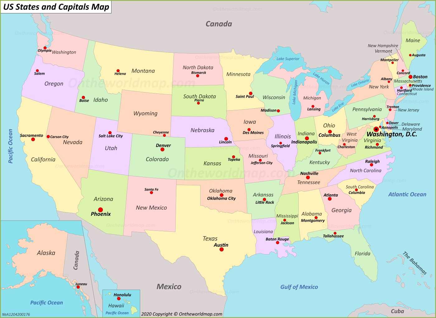 U S States And Capitals Map U S States And Capitals Map
