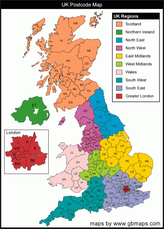 Uk Postcode Map Map West East West Midlands