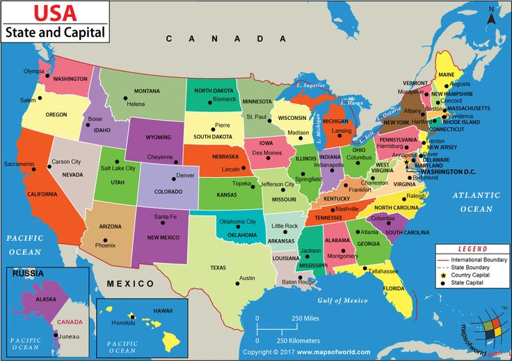 US States And Capitals Map United States Capitals 