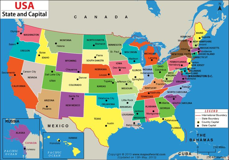 US States And Capitals Map United States Capitals 