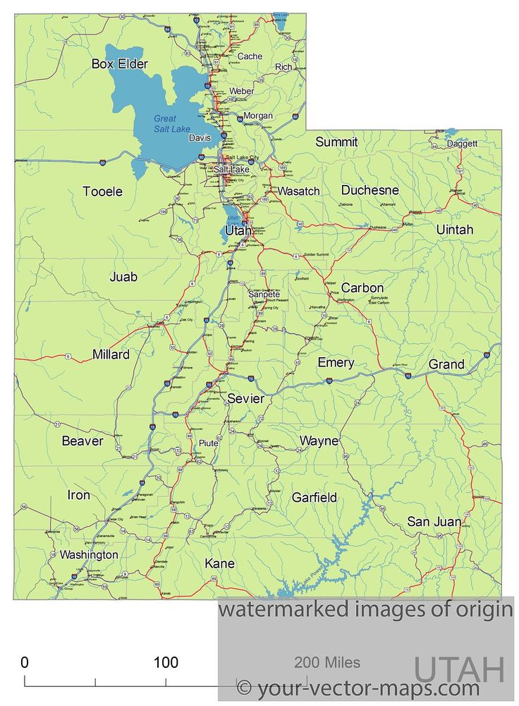 Utah State Route Network Map Utah Highways Map Cities Of 