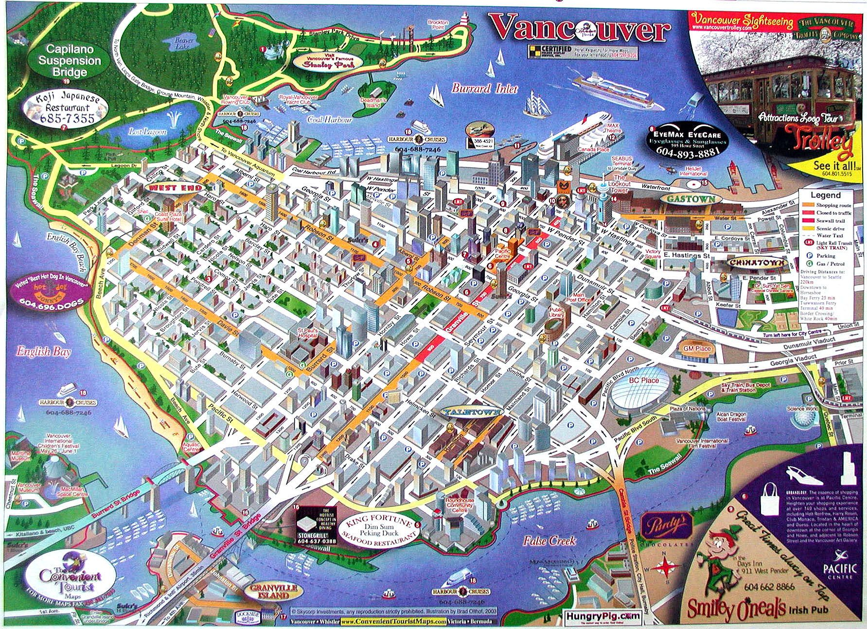 Vancouver Downtown Map Vancouver BC Vancouver Map 