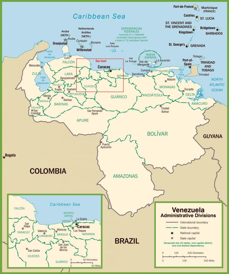 Venezuela Political Map Map Of Venezuela Political